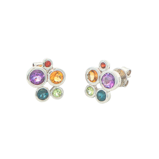 Multi Gemstone Bubble Style Earrings Gardiner Brothers