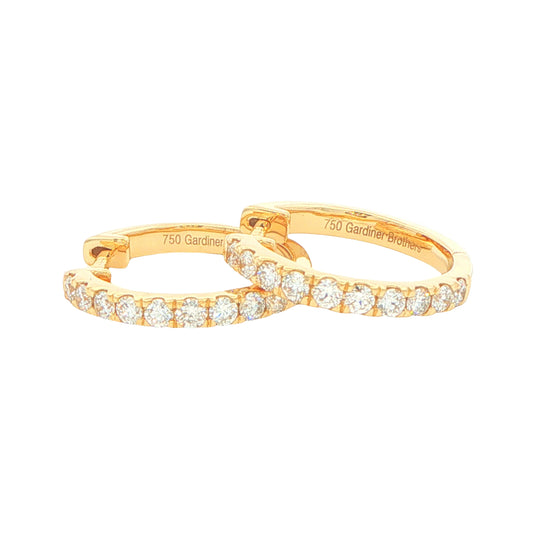 Round Brilliant Cut Diamond set Hoop Earrings 16mm - 0.50cts