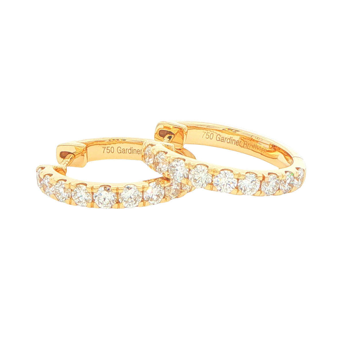 Round Brilliant Cut Diamond set Hoop Earrings 16mm - 0.75cts
