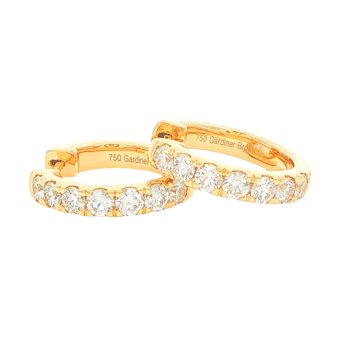 Round Brilliant Cut Diamond set Hoop Earrings 16mm - 1.00cts