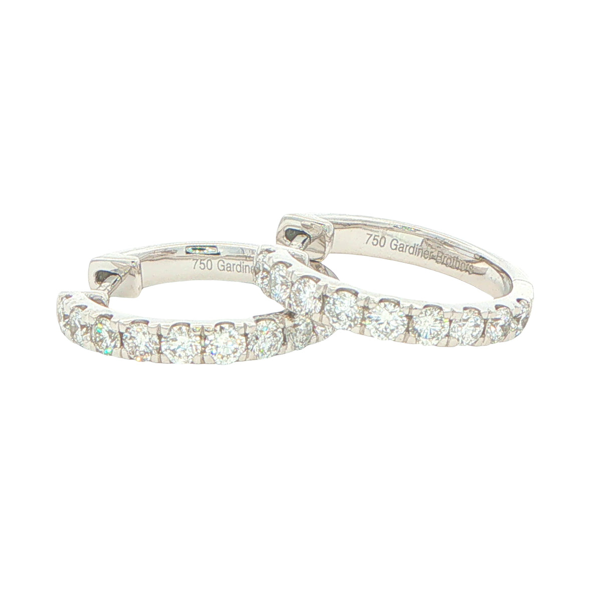 Round Brilliant cut diamond hoop earrings 16mm - 0.75cts