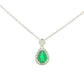 Pear Shaped Emerald and Diamond Halo Style Drop Pendant