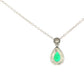 Pear Shaped Emerald and Diamond Halo Style Drop Pendant