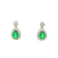 Pear Shaped Emerald and Diamond Halo Style Drop Earrings