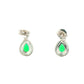 Pear Shaped Emerald and Diamond Halo Style Drop Earrings