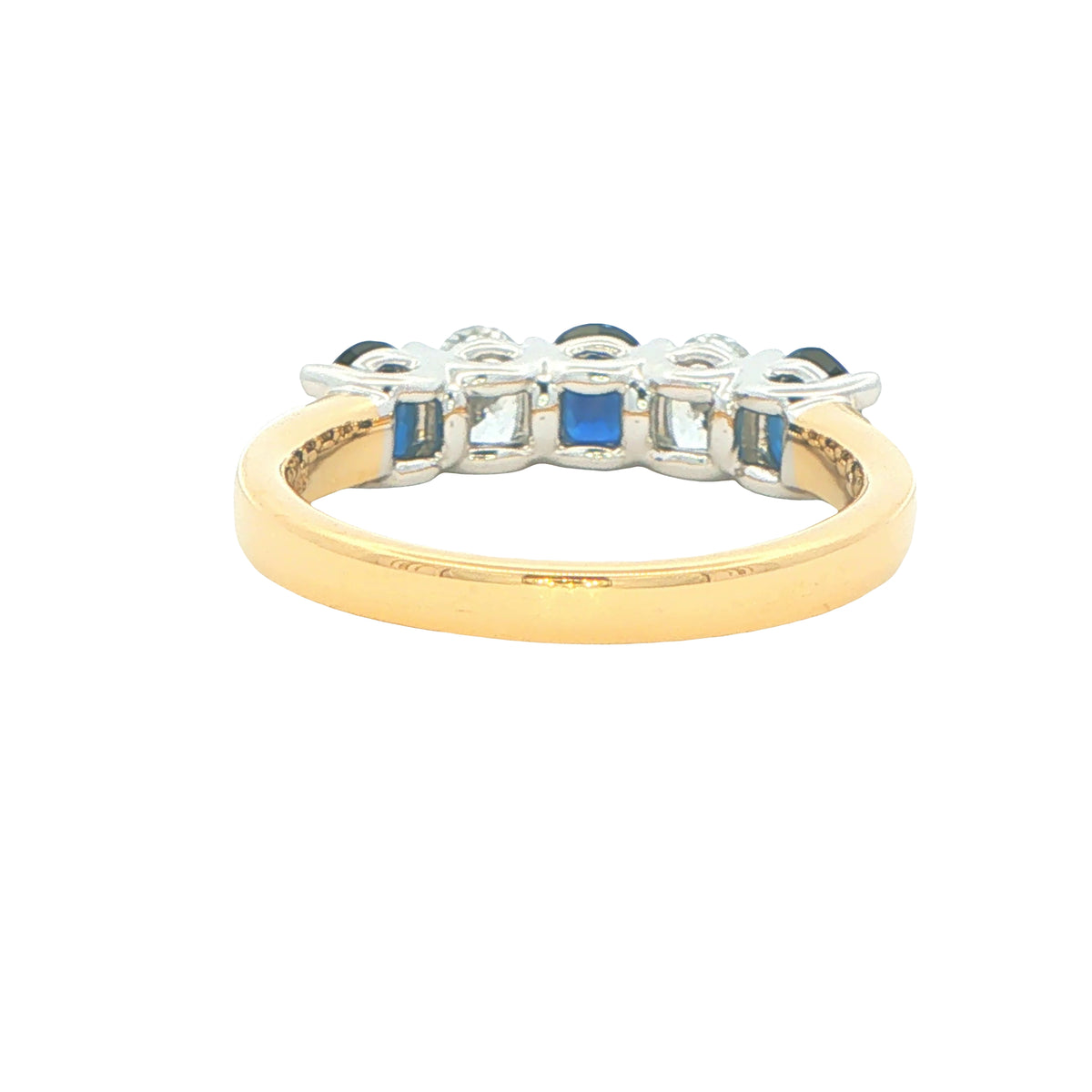 Sapphire and diamond oval shaped 5 stone ring