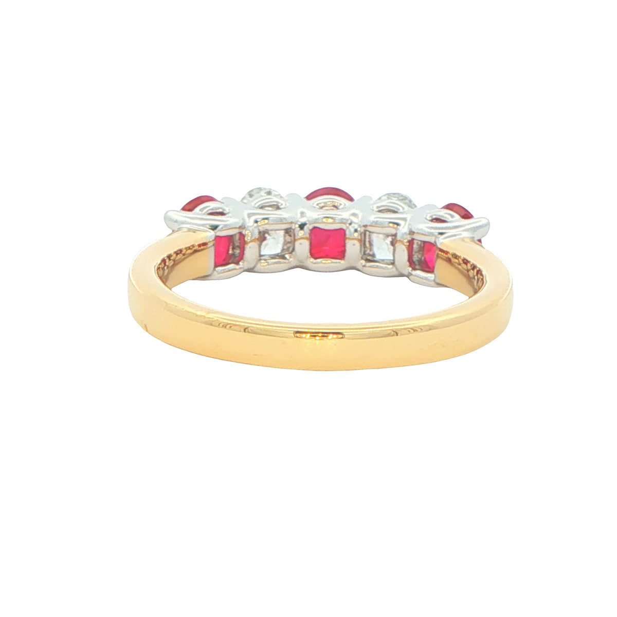 Ruby and diamond oval shaped 5 stone ring