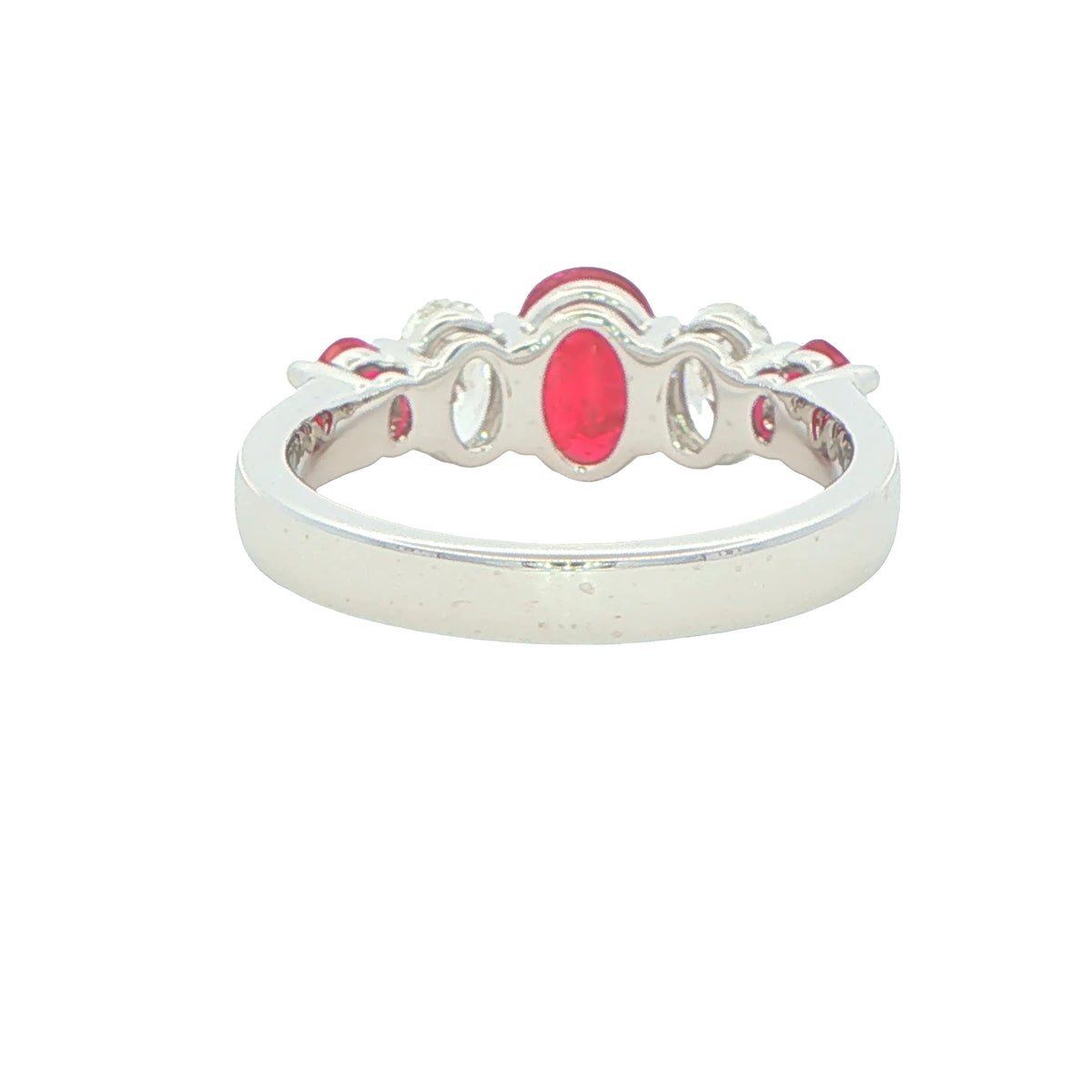 Ruby and diamond oval shaped Graduated 5 stone ring