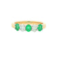 Emerald and diamond oval shaped 5 stone ring