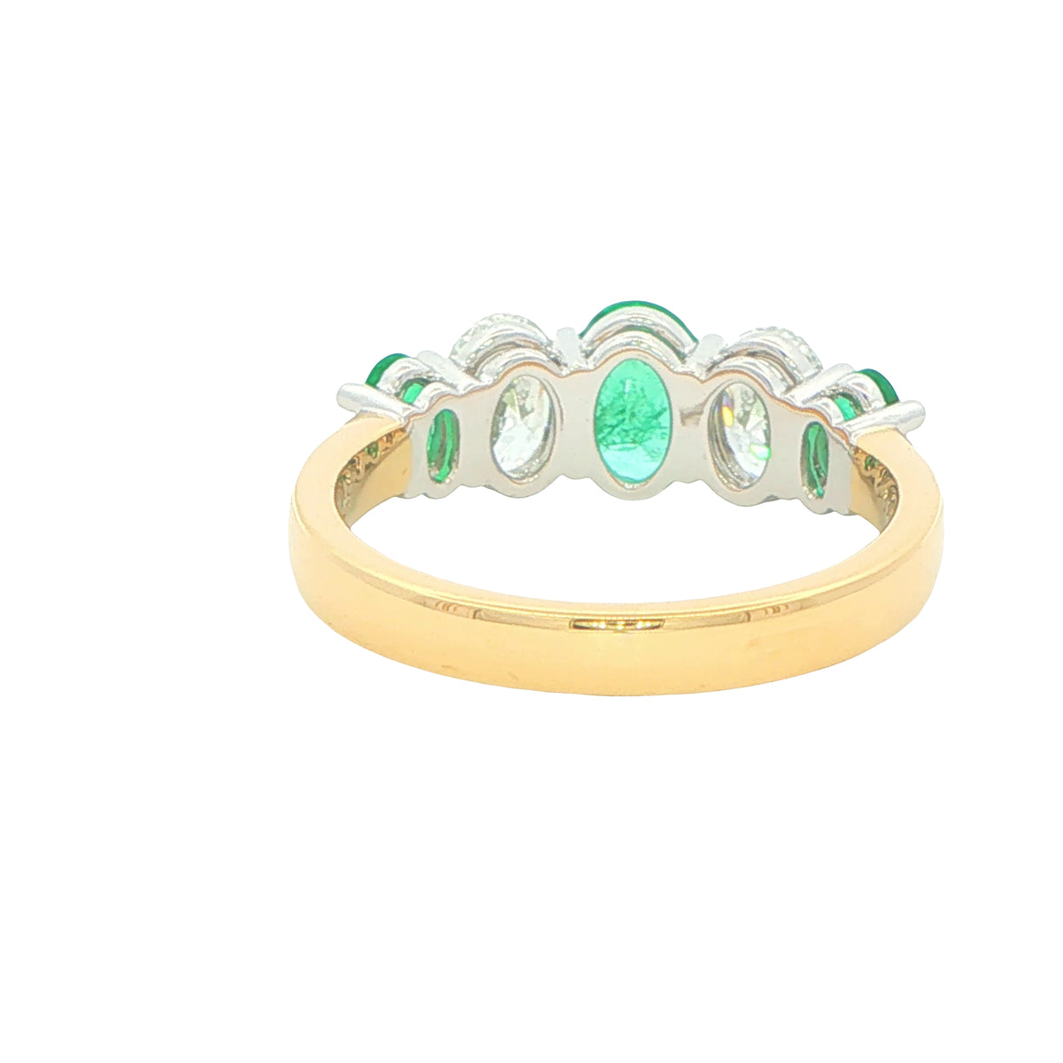 Emerald and diamond oval shaped Graduated 5 stone ring