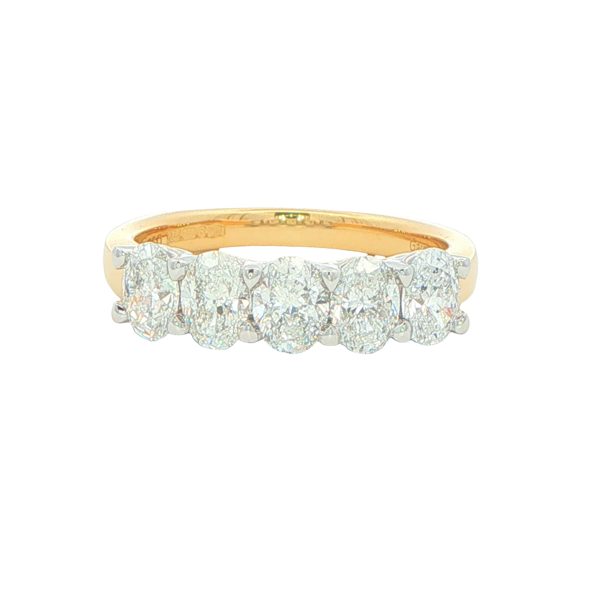 Oval shaped diamond 5 stone eternity ring - 1.54cts