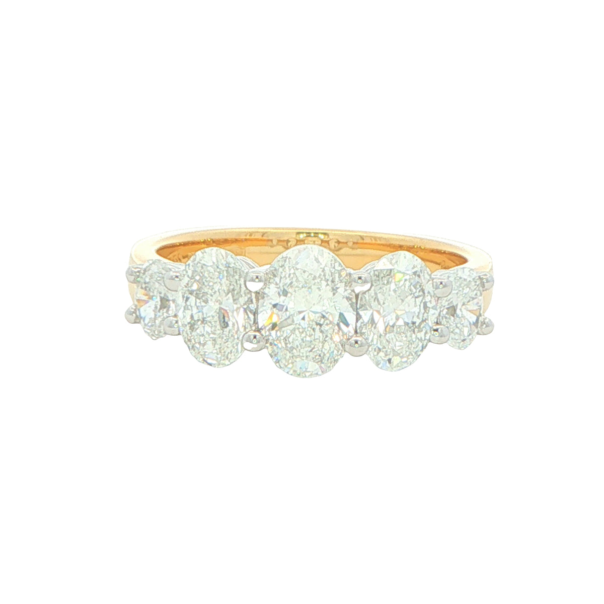 Oval shaped diamond 5 stone Graduated eternity ring - 2.12cts