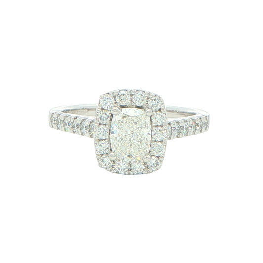 Platinum Elongated Cushion Cut Diamond Halo Style Ring - 1.17cts Gardiner Brothers