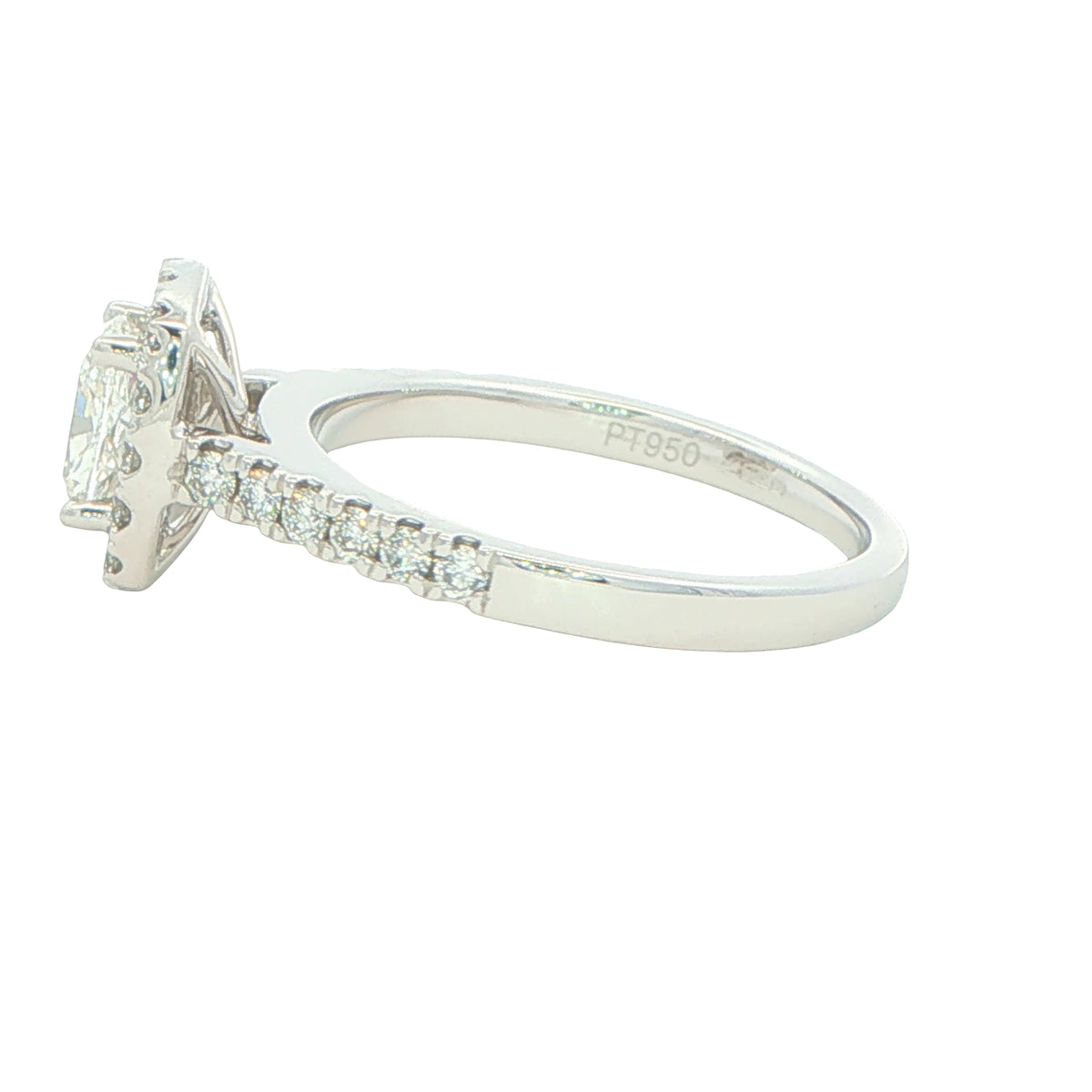 Platinum Elongated Cushion Cut Diamond Halo Style Ring - 1.17cts