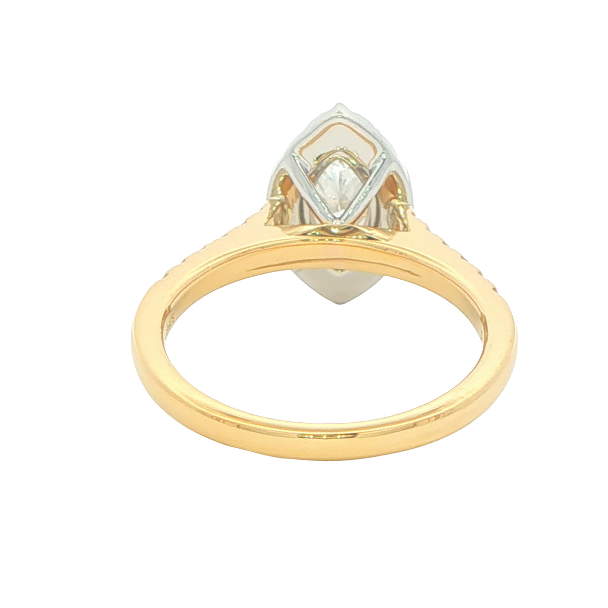 Yellow Gold Marquise Shaped Diamond Halo Cluster Style Ring - 1.14cts