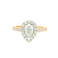 Yellow Gold Pear Shape Diamond Halo Cluster Style Ring - 1.19cts