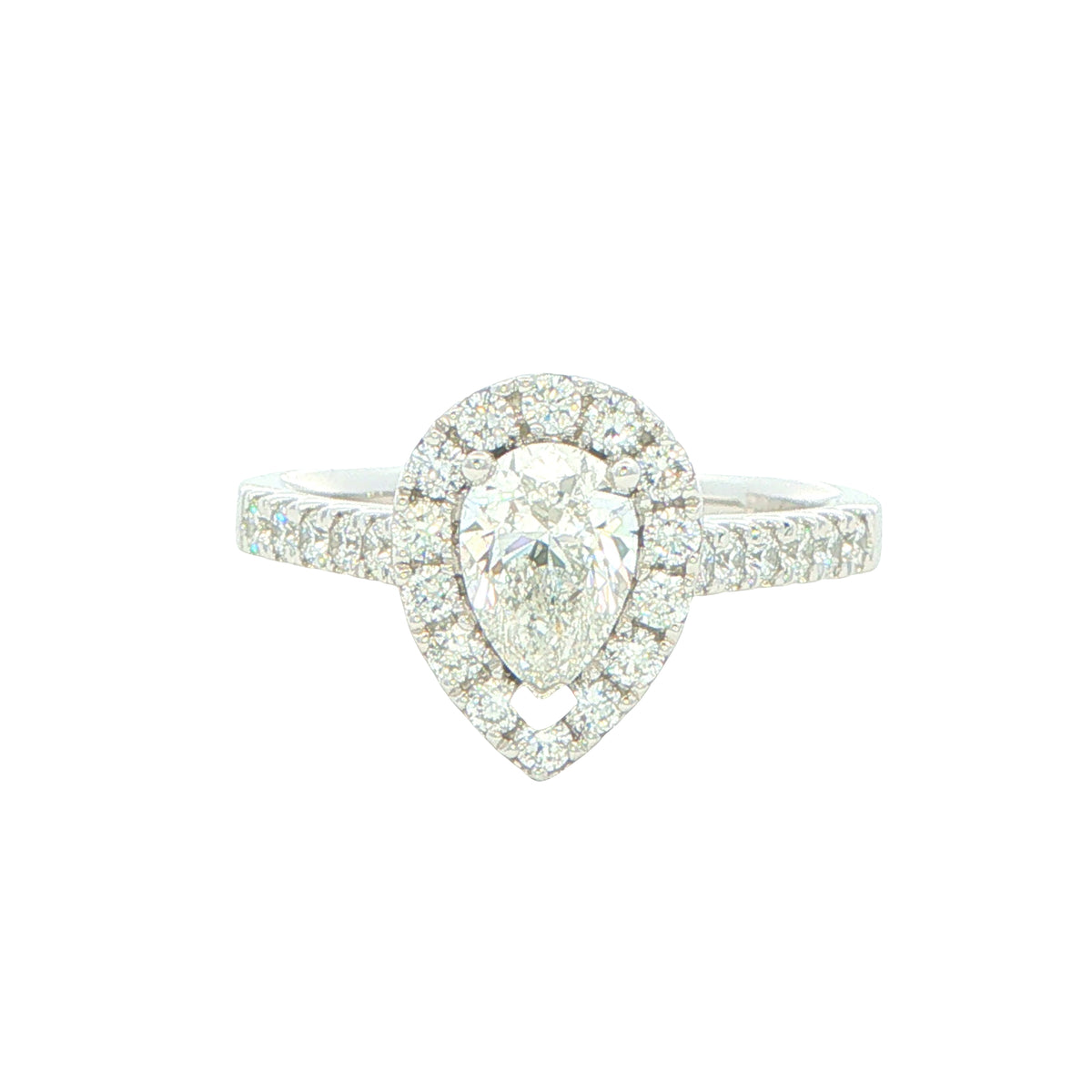 platinum Pear Shaped Diamond Halo Ring - 1.20cts