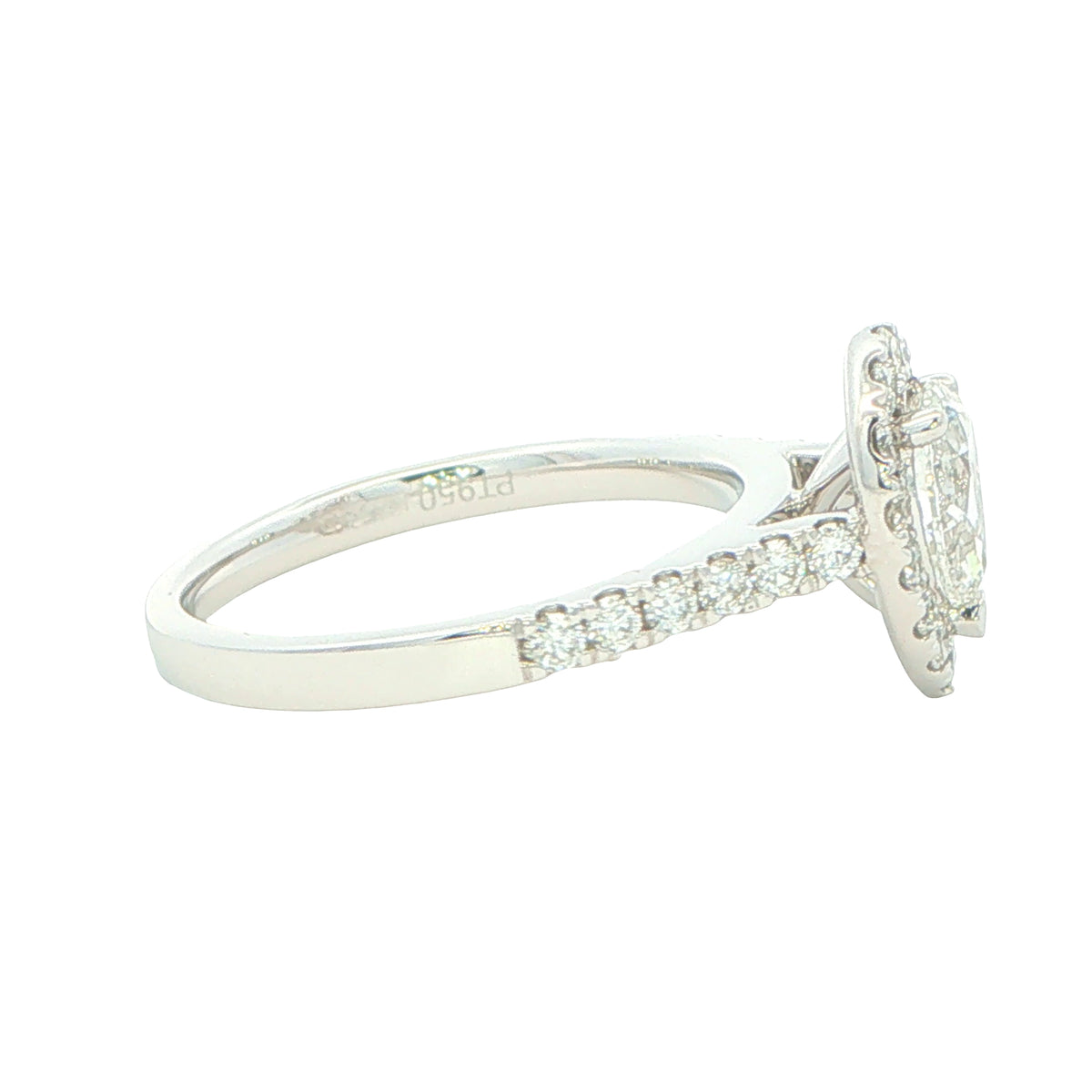 platinum Pear Shaped Diamond Halo Ring - 1.20cts