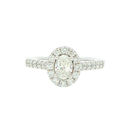 Platinum Oval Shaped Diamond Halo Style Ring - 0.84cts Gardiner Brothers
