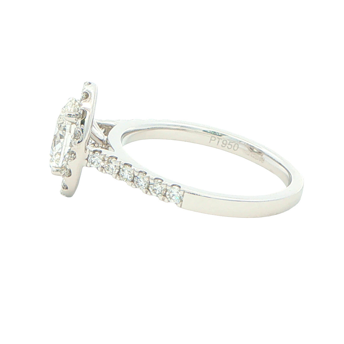 Platinum Oval Shaped Diamond Halo Cluster Style Ring - 1.72cts