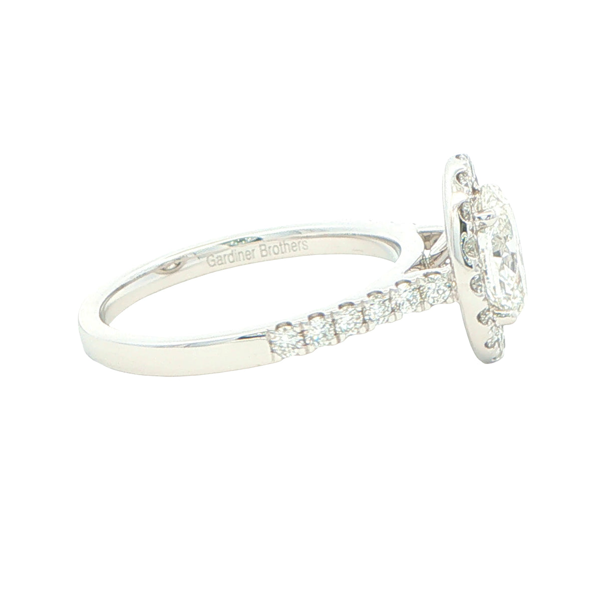 Platinum Oval Shaped Diamond Halo Cluster Style Ring - 1.72cts