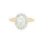 Yellow Gold Oval Shaped Diamond Halo Cluster Style Ring - 1.72cts