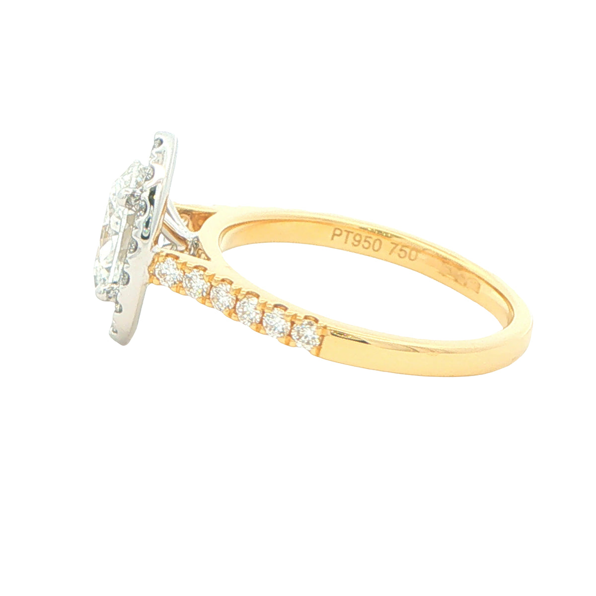 Yellow Gold Oval Shaped Diamond Halo Cluster Style Ring - 1.72cts