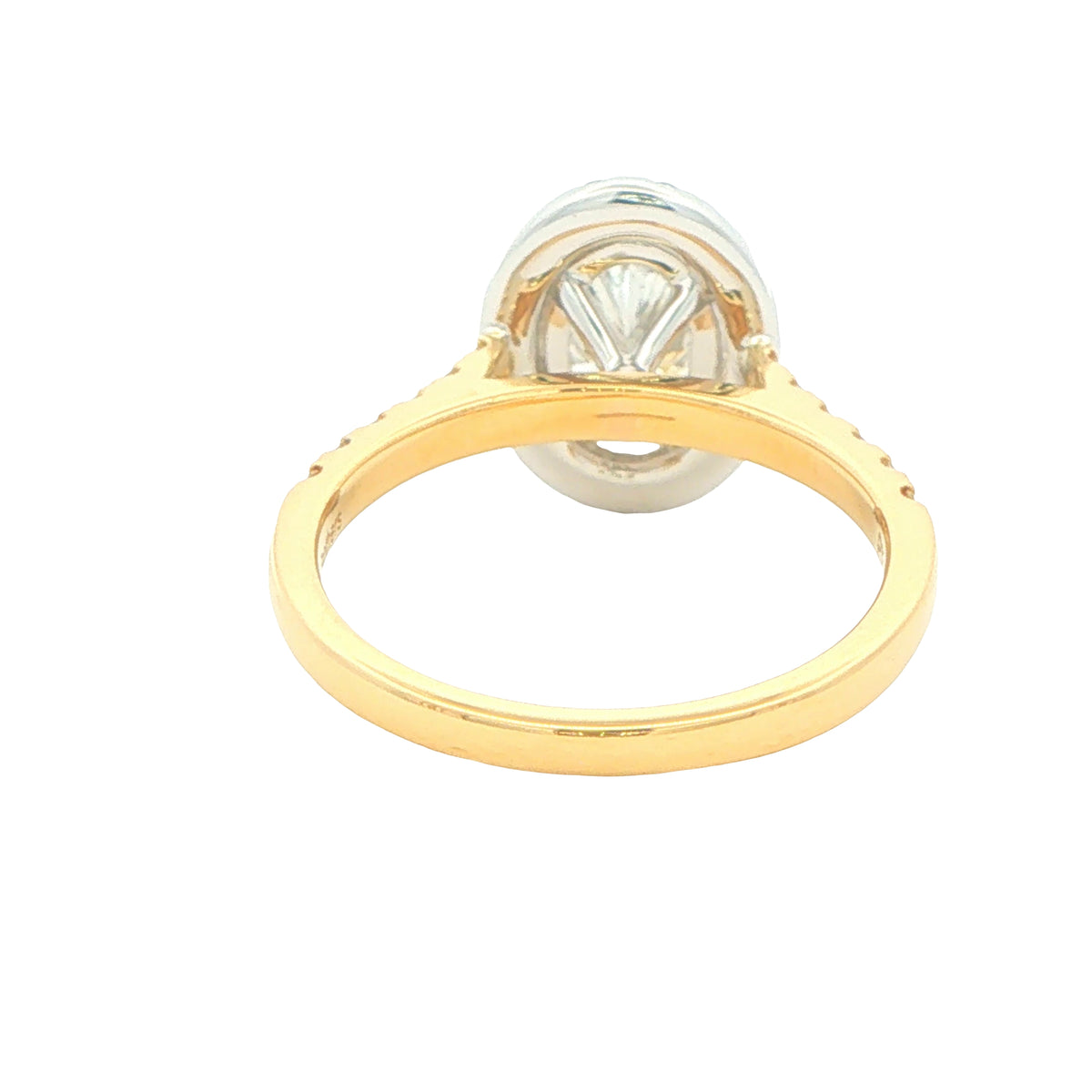 Yellow Gold Oval Shaped Diamond Halo Cluster Style Ring - 1.72cts