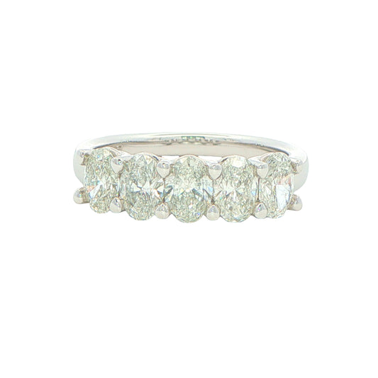 Oval Shaped Diamond 5 stone eternity style  ring - 1.56cts