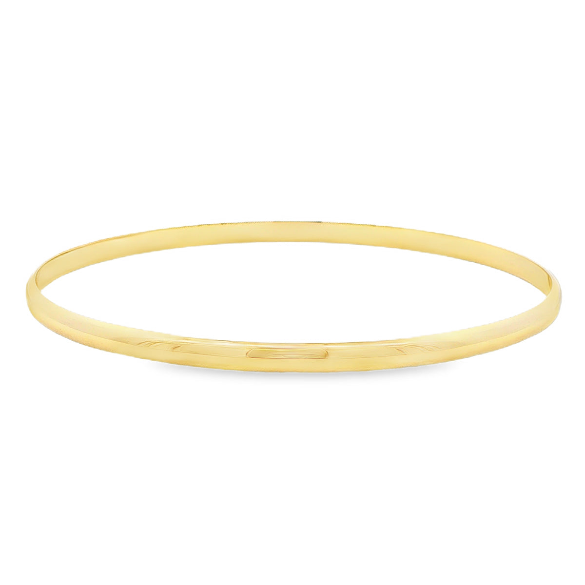 Yellow Gold 3.4mm Solid Closed 'D-Shape' Bangle