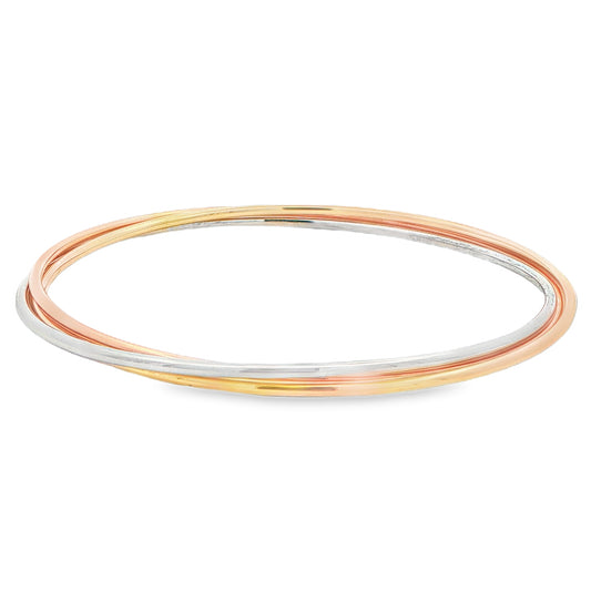 3 Colour Gold Russian Style Closed Bangle Gardiner Brothers