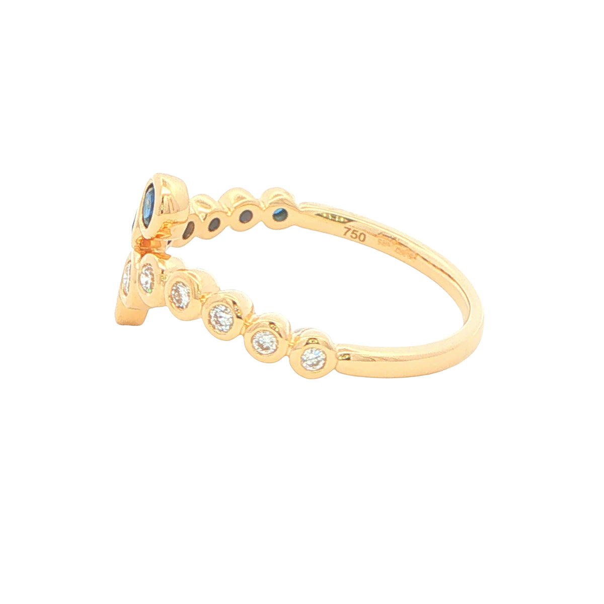 Sapphire and round brilliant cut diamond cross-over ring