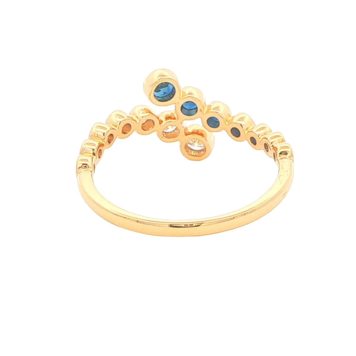Sapphire and round brilliant cut diamond cross-over ring