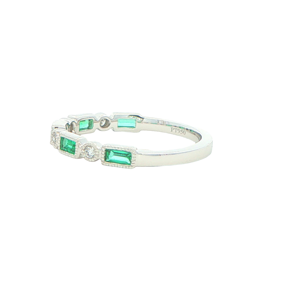 Emerald and Diamond Vintage Style Dress Ring