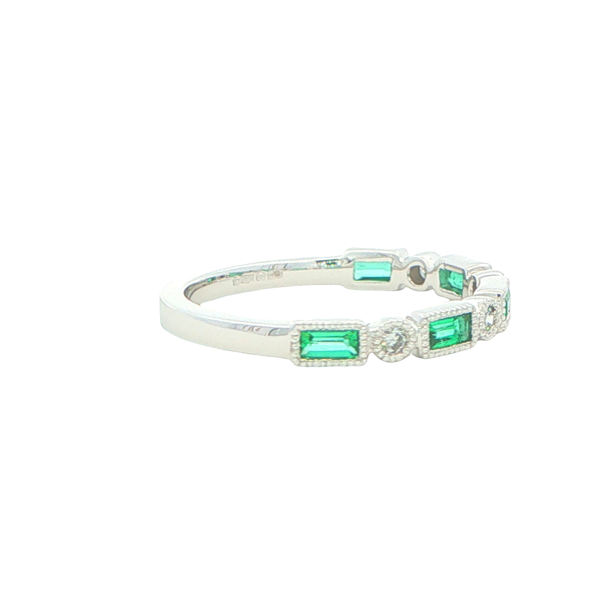 Emerald and Diamond Vintage Style Dress Ring