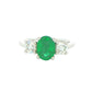 Emerald and Round Brilliant Cut Diamond 3 Stone Ring