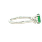 Emerald and Round Brilliant Cut Diamond 3 Stone Ring