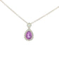 Pear Shaped Amethyst and Diamond Halo Style Drop Pendant