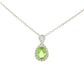 Pear Shaped Peridot and Diamond Halo Style Drop Pendant