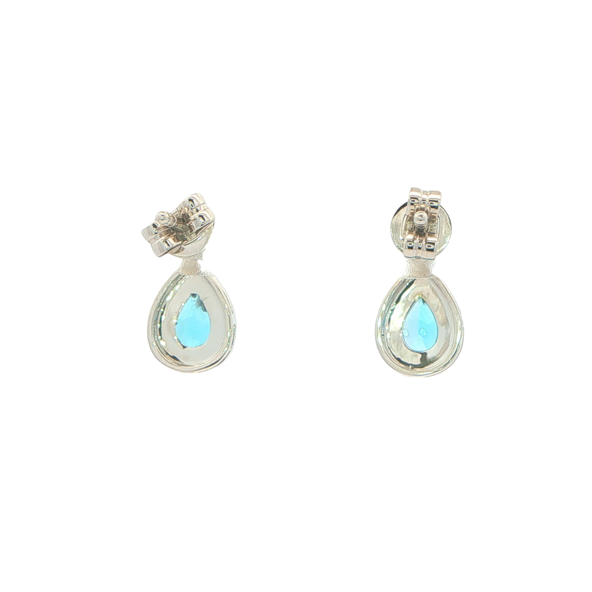 Pear Shaped Topaz and Diamond Halo Style Drop Earrings