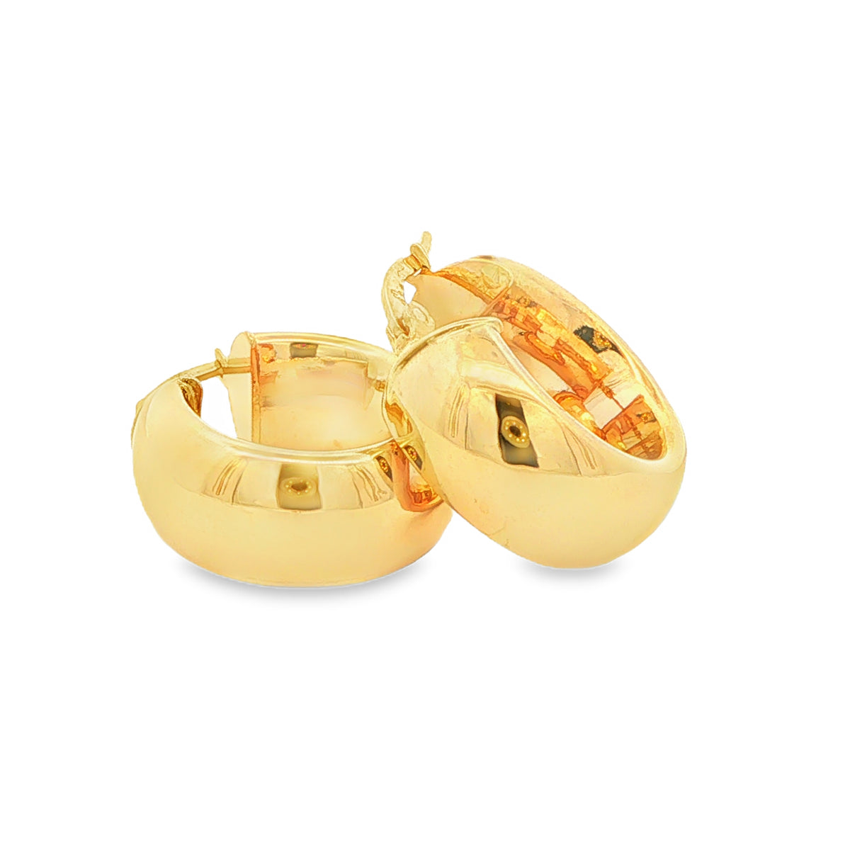Yellow Gold Thick Profile Hoop Earrings