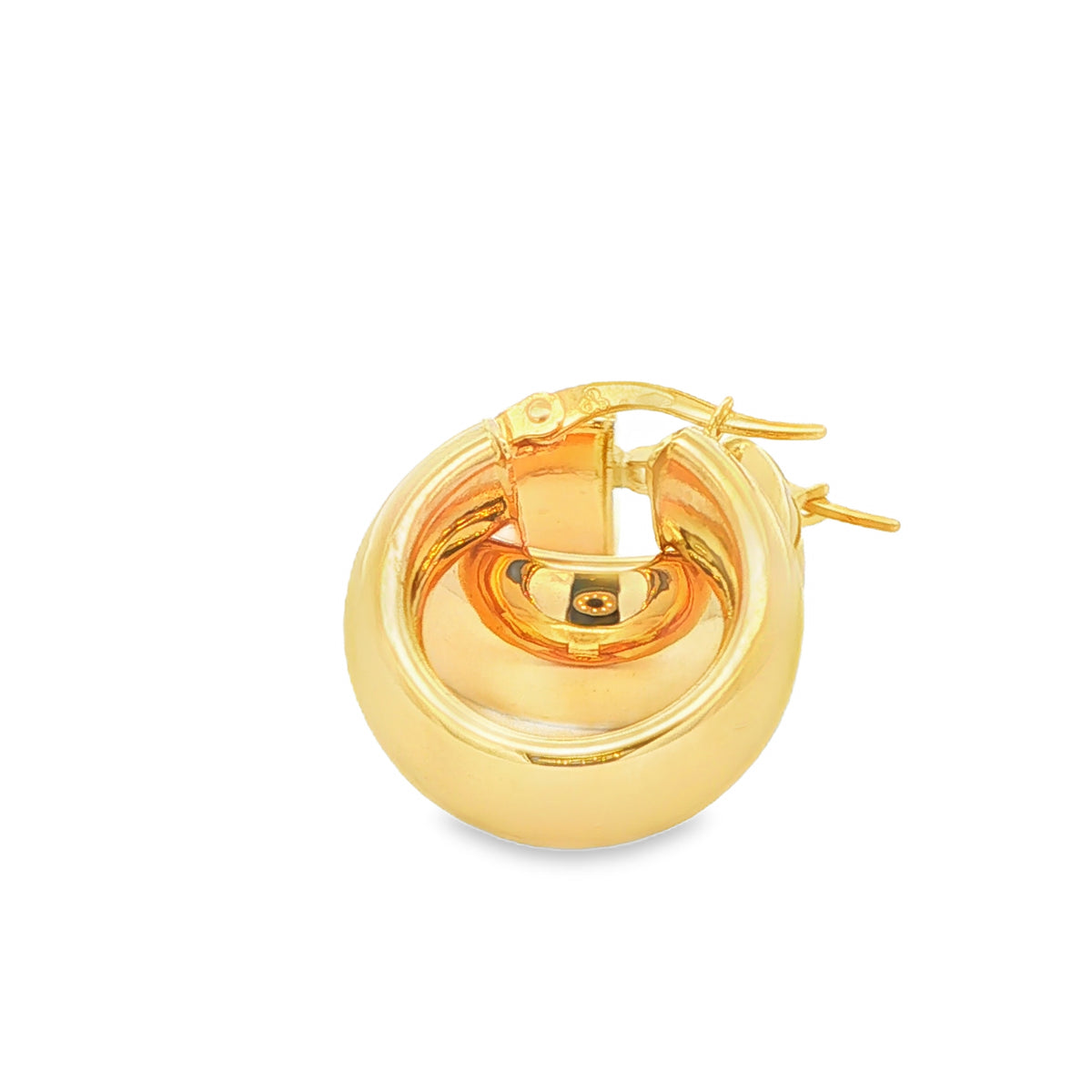 Yellow Gold Thick Profile Hoop Earrings
