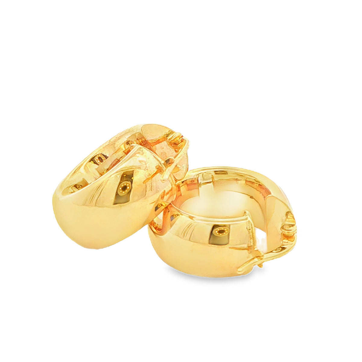 Yellow Gold Thick Profile Hoop Earrings