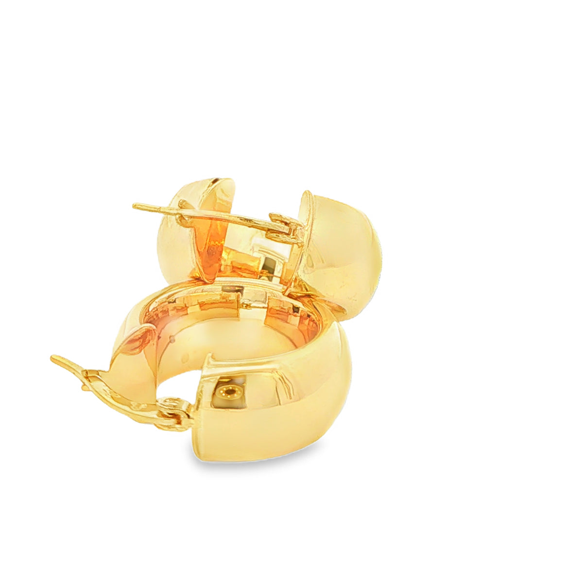 Yellow Gold Thick Profile Hoop Earrings