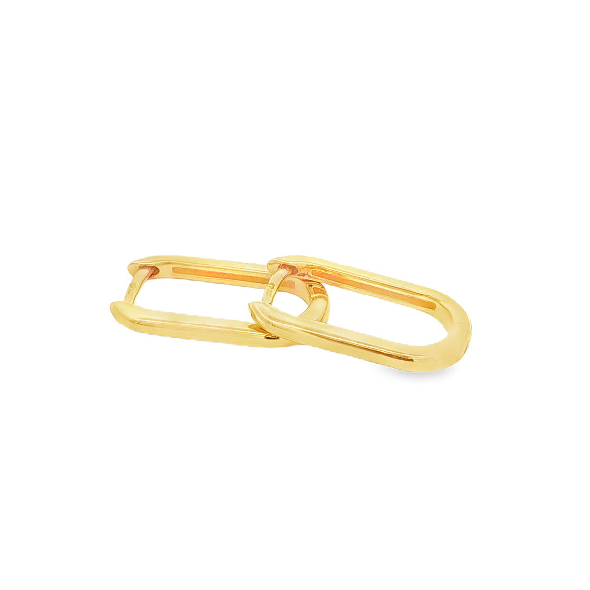 Yellow Gold Rectagular Hoop Earrings