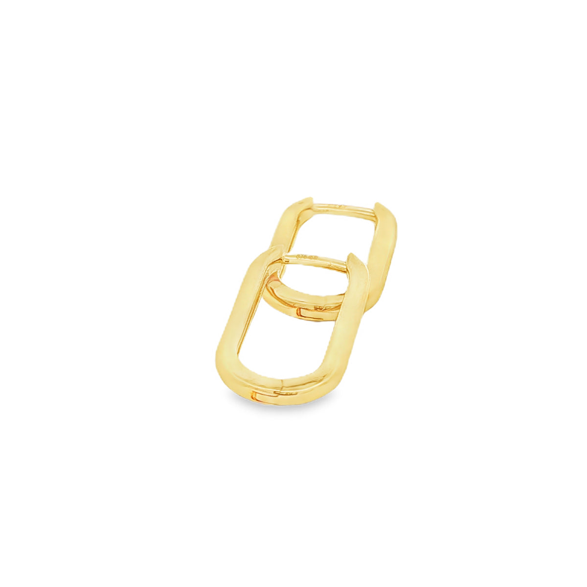 Yellow Gold Rectagular Hoop Earrings