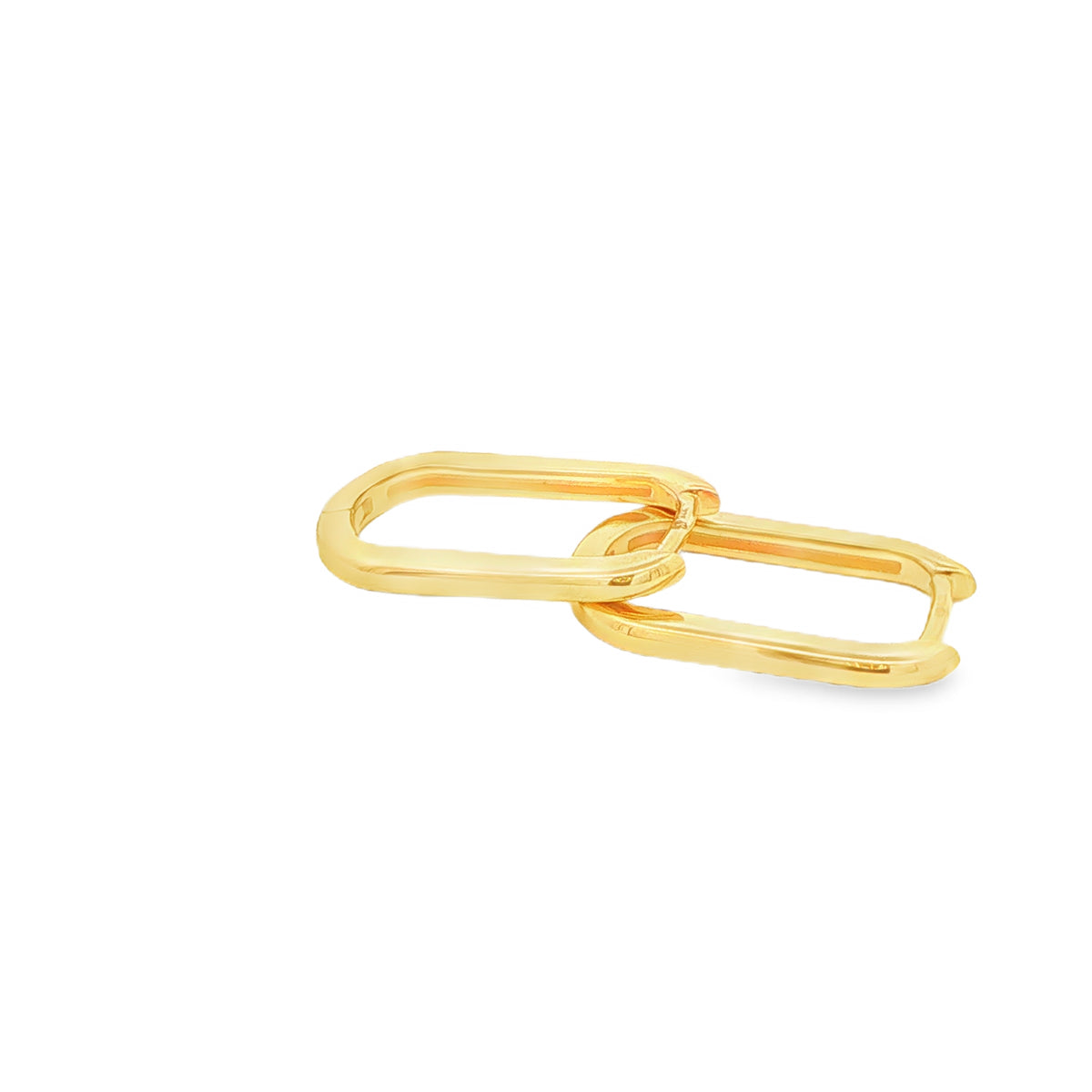 Yellow Gold Rectagular Hoop Earrings