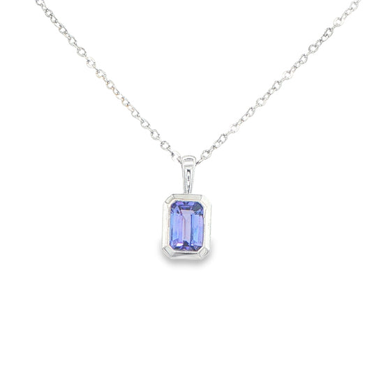 White Gold Octagonal Shaped Tanzanite Pendant
