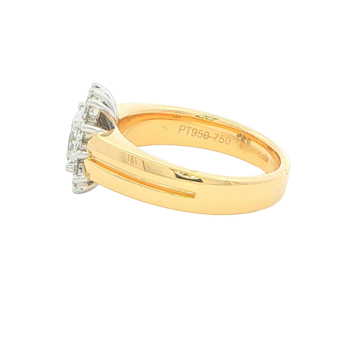 Yellow Gold Princess and Round Brilliant Cut Diamond Cluster Ring - 0.89cts Gardiner Brothers