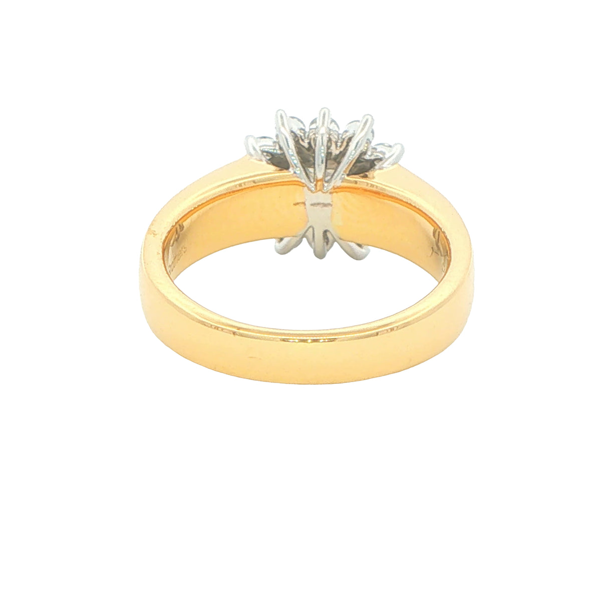 Yellow Gold Princess and Round Brilliant Cut Diamond Cluster Ring - 0.89cts Gardiner Brothers